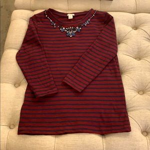 J Crew Striped Jewel Shirt